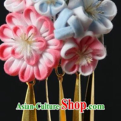 Traditional Asian Japan Courtesan Hair Accessories Flowers Hairpins Japanese Kimono Headwear for Women