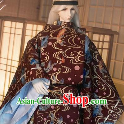 Traditional Asian Japan Costume Japanese Prince Kimono Yukata Haori Hakama Hunting Clothing for Men
