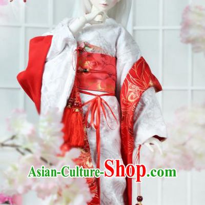 Traditional Asian Japan Courtesan Costume Japanese Shiromuku Kimono Fashion Apparel Vibration Sleeve Kimono for Women