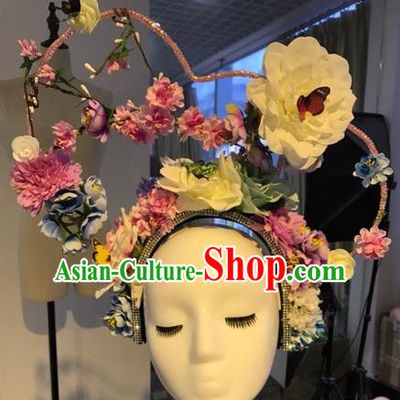 Top Grade Handmade Hair Accessories Flowers Hair Crown Halloween Stage Performance Catwalks Headwear for Women
