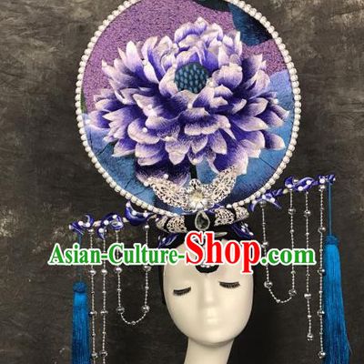 Top Grade China Style Deluxe Hair Accessories Embroidered Headdress Halloween Stage Performance Headwear for Women