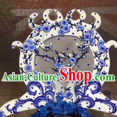 Top Grade Chinese Deluxe Hair Accessories Peach Blossom Headdress Halloween Stage Performance Headwear for Women
