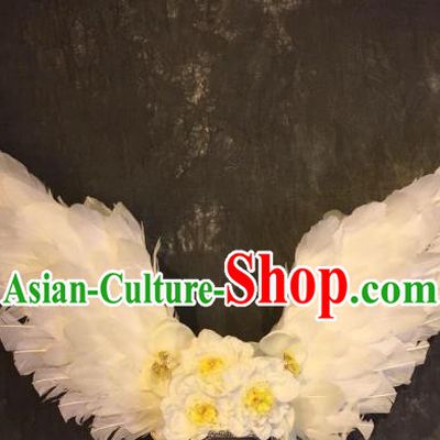 Top Grade White Feather Deluxe Hair Accessories Headdress Halloween Stage Performance Headwear for Women