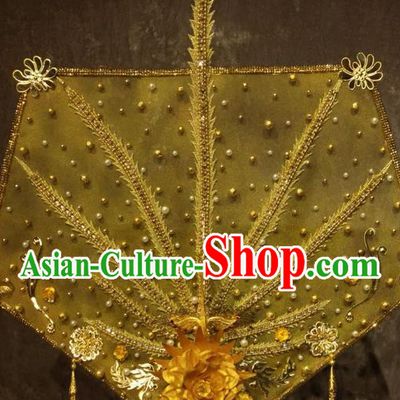 Top Grade Golden Deluxe Palace Hair Accessories China Style Headdress Halloween Stage Performance Headwear for Women