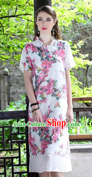 Traditional Ancient Chinese Young Women Cheongsam Dress Republic of China Tangsuit Stand Collar Blouse Dress Tang Suit Clothing