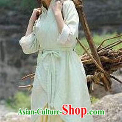 Traditional China Warring States Period Young Lady Replica Village Women Costume
