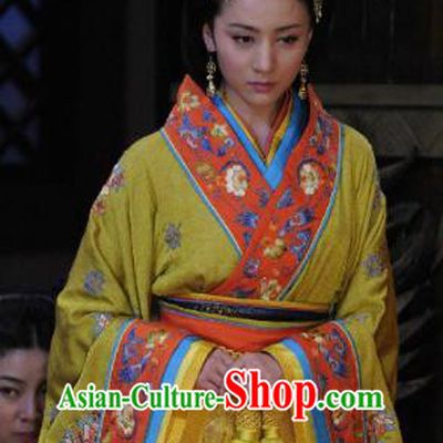 Traditional China Warring States Period Wu State Queen Embroidered Replica Costume for Women