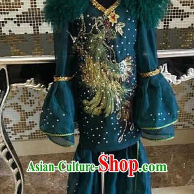 Top Grade Children Stage Performance Costume Catwalks Green Dress for Kids