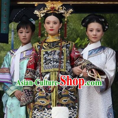 Ancient Chinese Qing Dynasty Manchu Imperial Costumes Empress Clothing