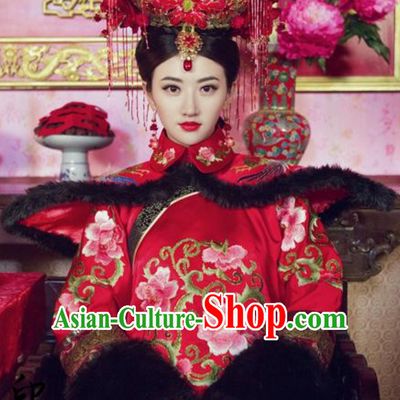 Ancient Chinese Qing Dynasty Manchu Imperial Dress Royal Costumes Empress Clothing