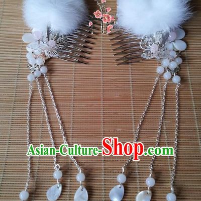 Traditional Chinese Ancient Hair Accessories Hairpins White Hair Combs for Women