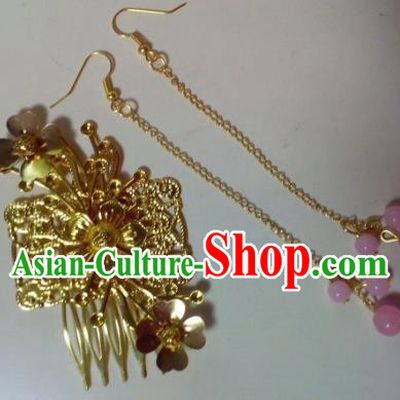 Traditional Chinese Ancient Jewellery Accessories Hair Comb and Earrings for Women