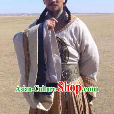Ancient Chinese Yuan Dynasty Mongol Emperor Kublai Khan Replica Costumes for Men