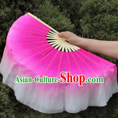 Top Grade Chinese Folk Dance Folding Fans Dance Fans Yangko Pink Silk Fans for Women