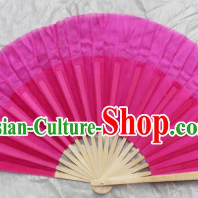 Top Grade Chinese Folk Dance Folding Fans Yangko Dance Rosy Silk Fan for Women