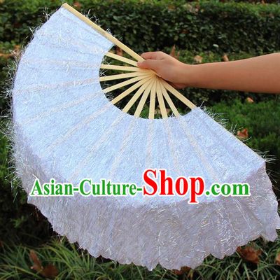 Chinese Handmade Folk Dance White Folding Fans Yangko Dance Classical Dance Fans for Women