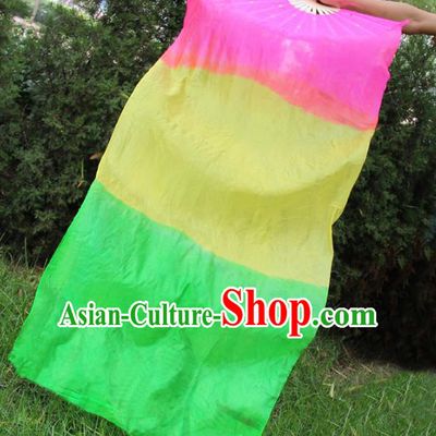 Chinese Handmade Folk Dance Long Ribbon Folding Fans Yangko Dance Classical Dance Fans for Women