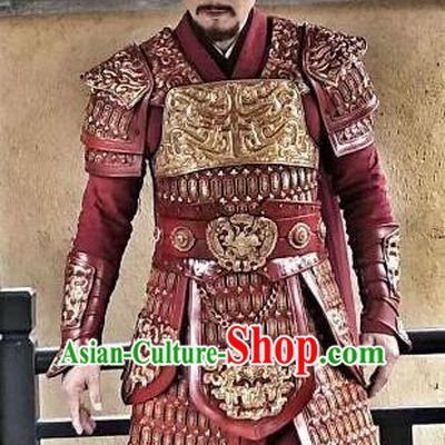 Ancient Chinese Han Dynasty General Hunye King Replica Costume Helmet and Armour for Men