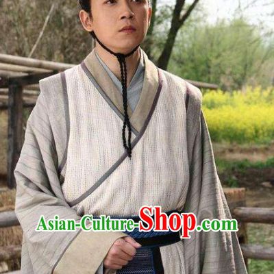 Ancient Chinese Han Dynasty Scholar Nobility Childe Jiao Zhongqing Replica Costume for Men