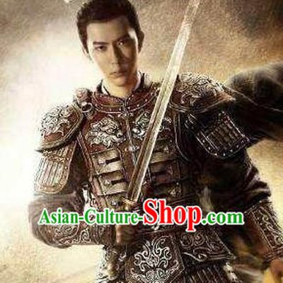 Ancient Chinese Han Dynasty Military Officer General Li Gan Replica Costume for Men