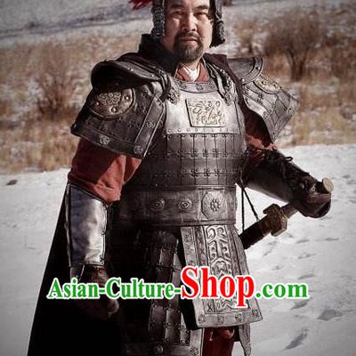 Chinese Ancient Han Dynasty General Knight-errant Xia Houying Replica Costume Helmet and Armour for Men