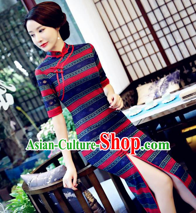 Traditional Ancient Chinese Young Women Cheongsam Dress Republic of China Tangsuit Stand Collar Blouse Dress Tang Suit Clothing
