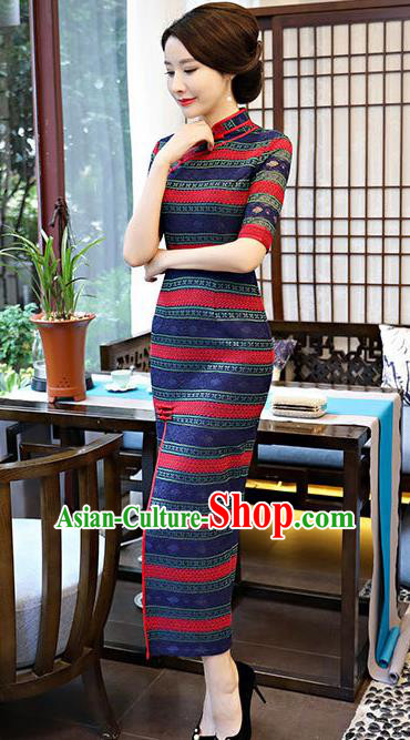 Traditional Ancient Chinese Young Women Cheongsam Dress Republic of China Tangsuit Stand Collar Blouse Dress Tang Suit Clothing