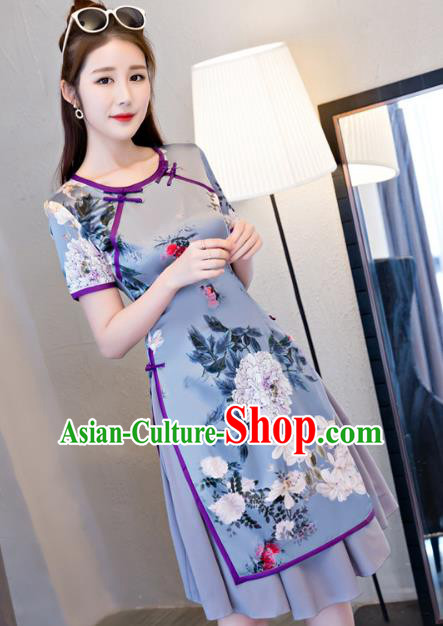 Traditional Ancient Chinese Young Women Cheongsam Dress Republic of China Tangsuit Stand Collar Blouse Dress Tang Suit Clothing Traditional Ancient Chinese Young Women Cheongsam Dress Republic of China Tangsuit Stand Collar Blouse Dress Tang Suit Clothing