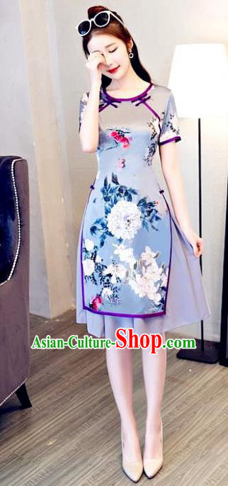 Traditional Ancient Chinese Young Women Cheongsam Dress Republic of China Tangsuit Stand Collar Blouse Dress Tang Suit Clothing Traditional Ancient Chinese Young Women Cheongsam Dress Republic of China Tangsuit Stand Collar Blouse Dress Tang Suit Clothing