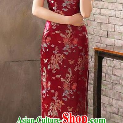 Top Grade Chinese National Costume Elegant Wine Red Brocade Cheongsam Tang Suit Qipao Dress for Women