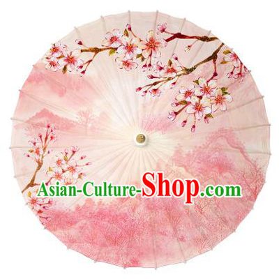 Chinese Handmade Paper Umbrella Folk Dance Printing Peach Blossom Oil-paper Umbrella Yangko Umbrella
