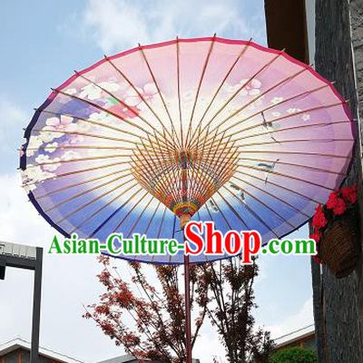 Chinese Traditional Artware Paper Umbrella Folk Dance Painting Peach Blossom Purple Oil-paper Umbrella Handmade Umbrella