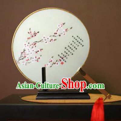 Chinese Traditional Circular Fans Handmade Printing Wintersweet Round Fan China Ancient Palace Dance Fans