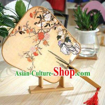 Chinese Traditional Printing Flowers Birds Fans Handmade Square Fan China Ancient Palace Dance Fans