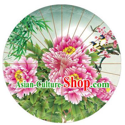 Chinese Traditional Artware Painting Red Peony Paper Umbrella Classical Dance Oil-paper Umbrella Handmade Umbrella