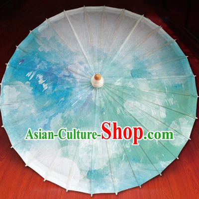 Chinese Traditional Artware Printing Umbrella Classical Dance Green Oil-paper Umbrella Handmade Umbrella