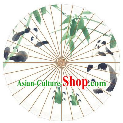 Chinese Traditional Artware Paper Umbrellas Painting Pandas Bamboo Oil-paper Umbrella Handmade Umbrella