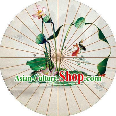 Chinese Traditional Artware Paper Umbrellas Printing Lotus Seedpod Oil-paper Umbrella Handmade Umbrella