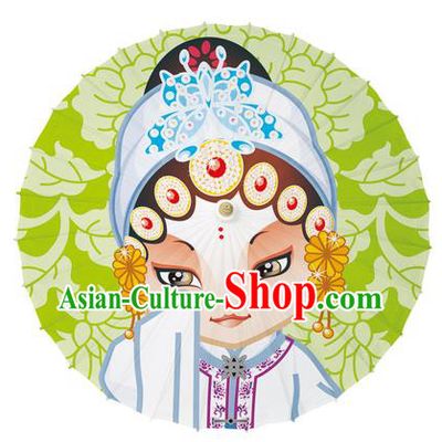 Chinese Traditional Artware Red Paper Umbrellas Printing Beijing Opera Old Women Oil-paper Umbrella Handmade Umbrella