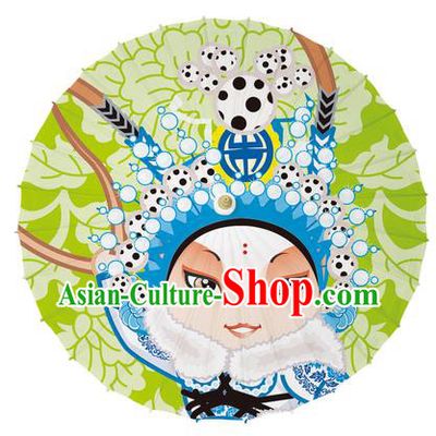 Chinese Traditional Artware Paper Umbrellas Printing Peking Opera Blues Oil-paper Umbrella Handmade Umbrella