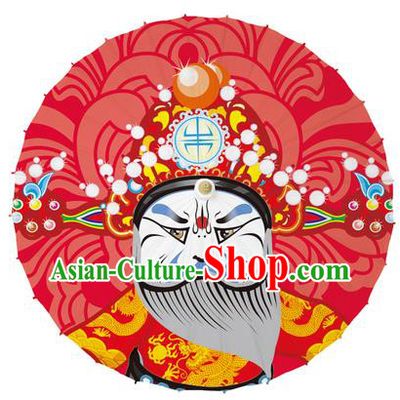 Chinese Traditional Artware Paper Umbrellas Printing Peking Opera General Oil-paper Umbrella Handmade Umbrella