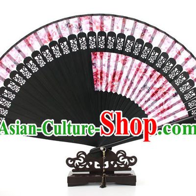 Chinese Traditional Artware Handmade Folding Fans Pink Silk Fans Accordion
