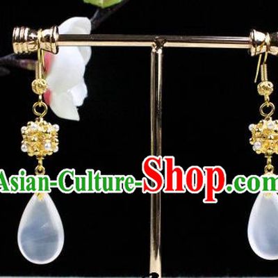 Chinese Handmade Classical Accessories Opal Earrings Hanfu Eardrop for Women