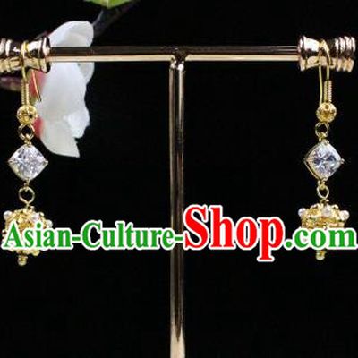 Chinese Handmade Classical Accessories Crystal Earrings Hanfu Eardrop for Women
