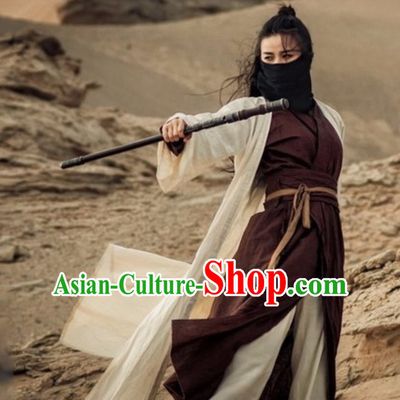 Chinese Ancient Swordsman Knight Hanzhuang Traditional Chinese Dress Hanfu National Costume Complete Set for Men or Women