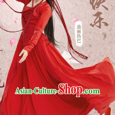 Lucky Red Chinese Han clothing Hanzhuang TV Drama Once Upon a Time Historical Dress for Women
