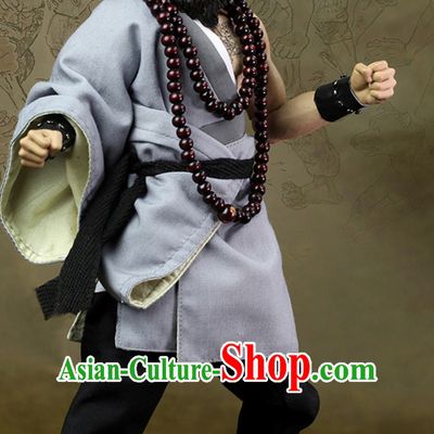 Ancient Chinese Monk Theater and Reenactment Costumes and Necklace Complete Set