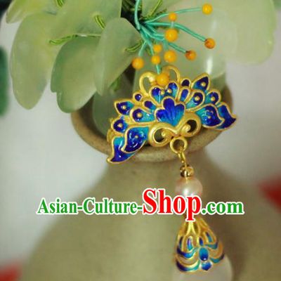 Chinese Handmade Classical Accessories Blueing Phoenix Breastpin Hanfu Brooch for Women