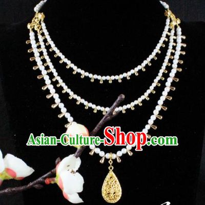 Chinese Handmade Classical Wedding Accessories Princess Beads Necklace Hanfu Necklet for Women
