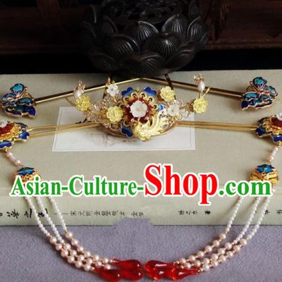 Chinese Handmade Classical Hair Accessories Wedding Hairpins Hanfu Phoenix Coronet Complete Set for Women